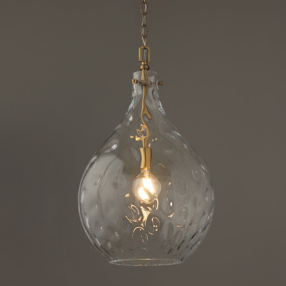 1 LIGHT TEARDROP PENDANDT IN AGED BRASS