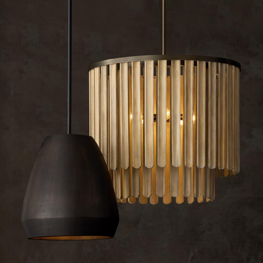 5 LIGHT WOODEN PENDANT