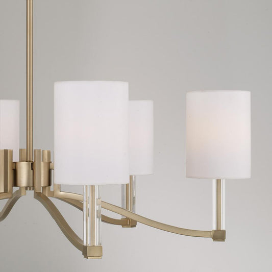 6 LIGHT CHANDELIER MATTE BRASS AND ACRYLIC