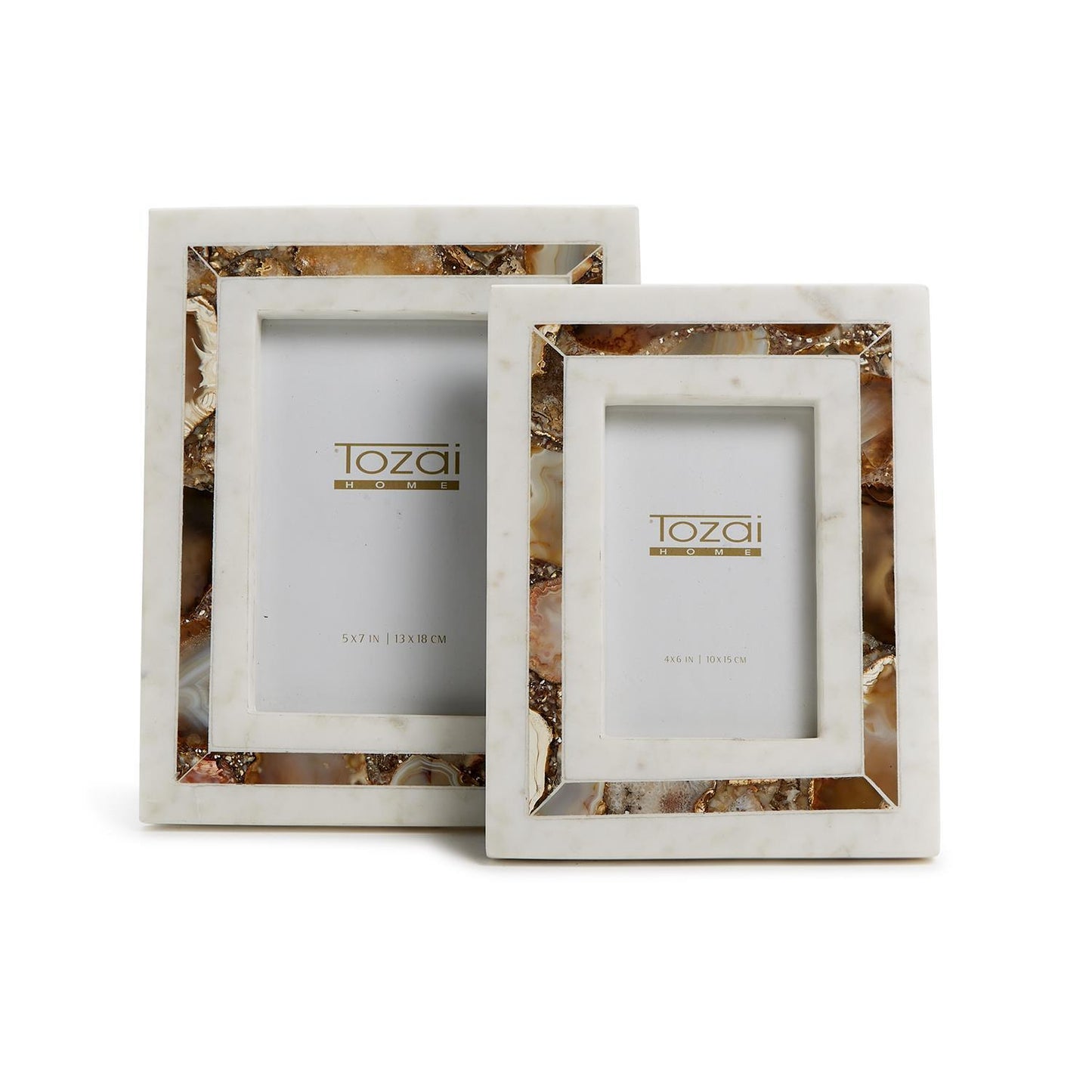 Amber Agate Inlay & White Marble Frame