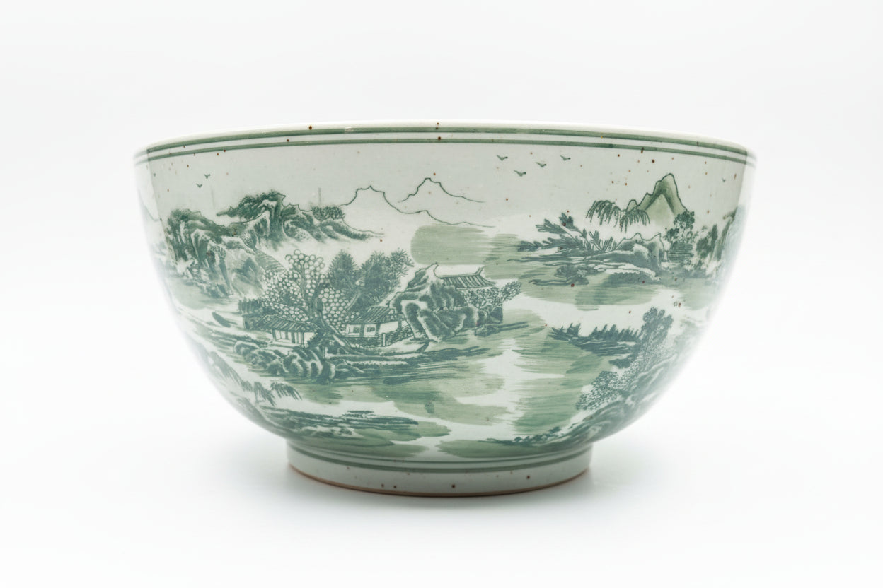 Green and White Large Bowl