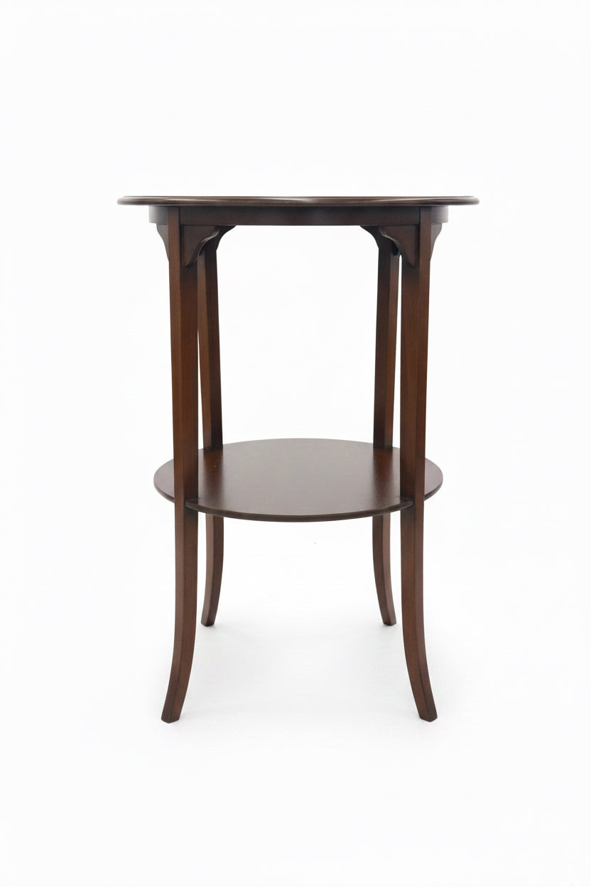 Round Inlaid Table with Shelf