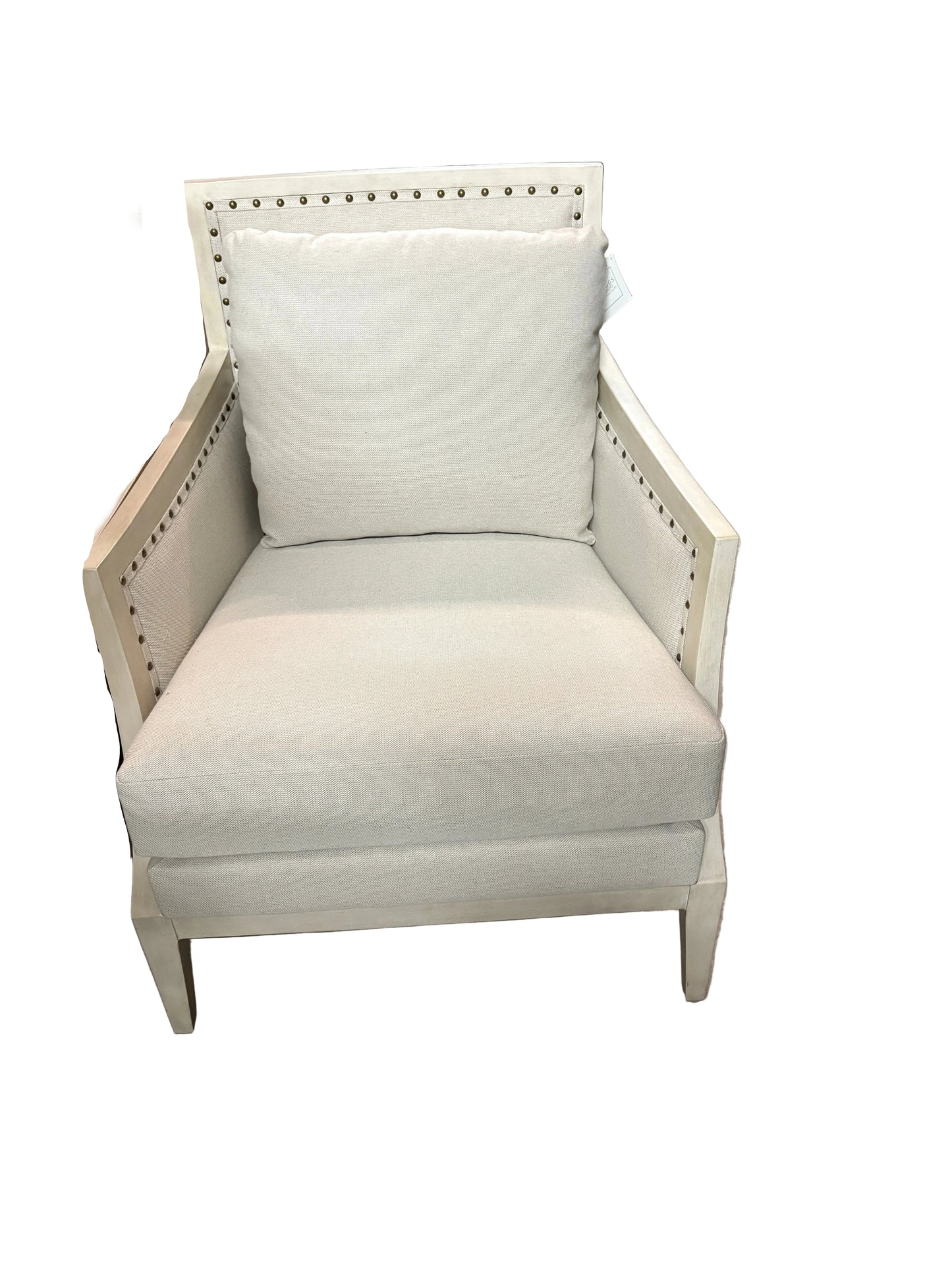 Nail Head White Upholstered Chair