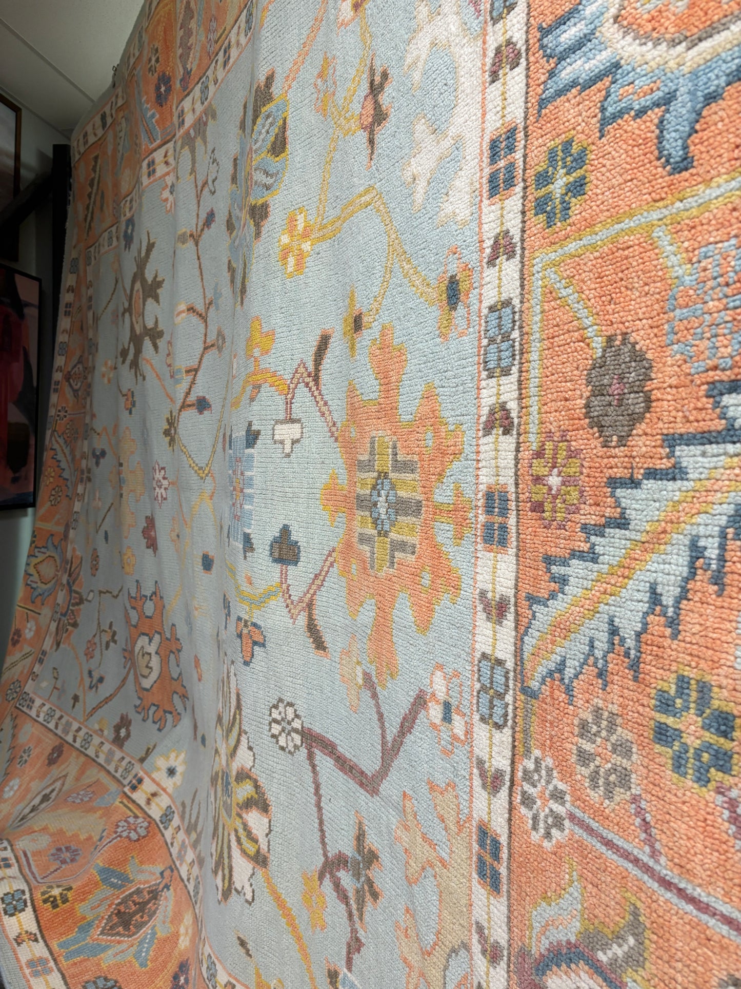 Blue and Terracotta 9x12 Oushak