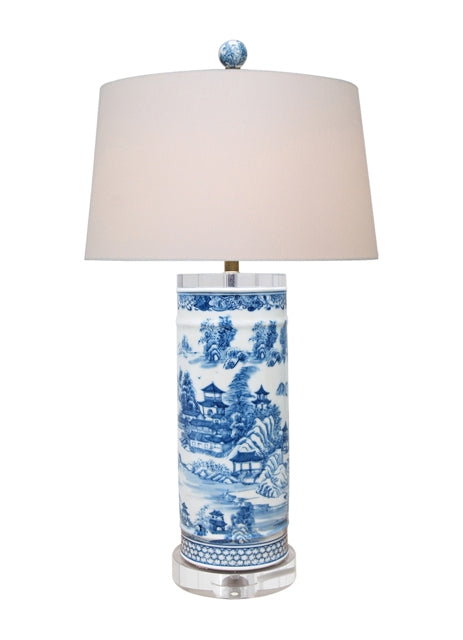 Blue & White PORCELAIN CHINOISERIE VASE LAMP