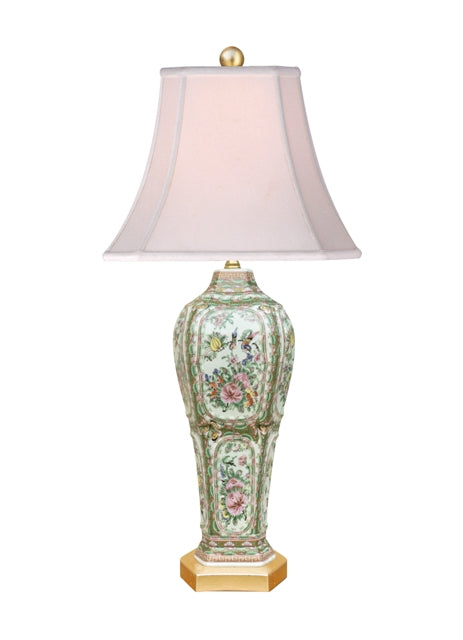 PORCELEAN ROSE CANTON VASE LAMP