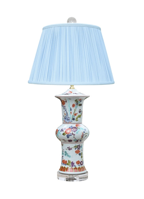 PORCELAIN CREAM WHITE LOTUS VASE LAMP