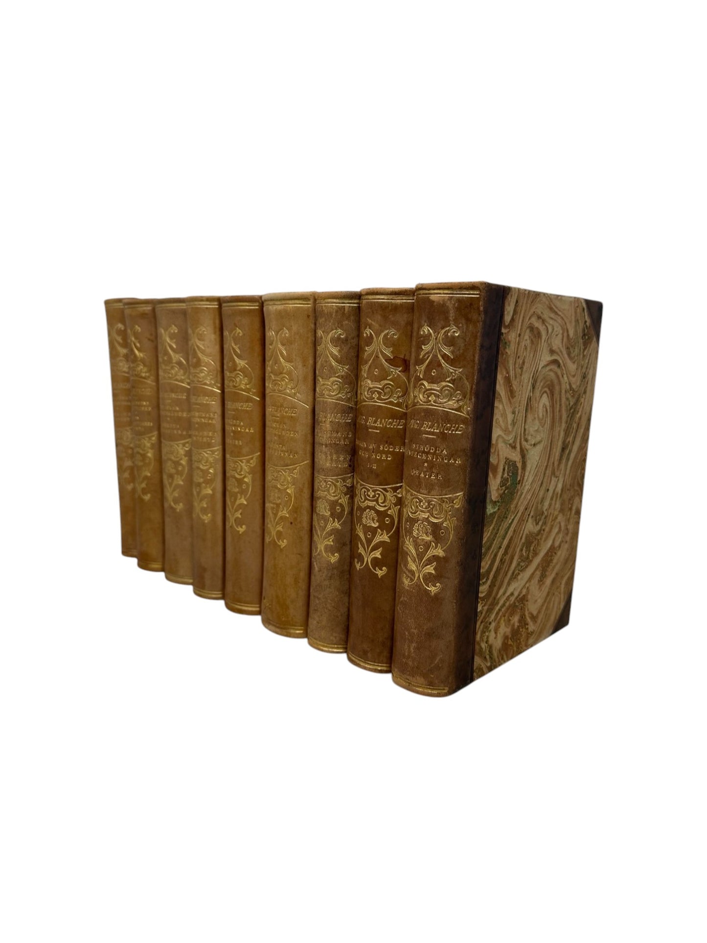 Leatherbound Collection Brown "Wavy" Books