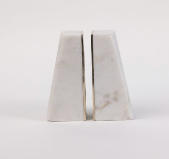 FORBES MARBLE + BRASS BOOKENDS