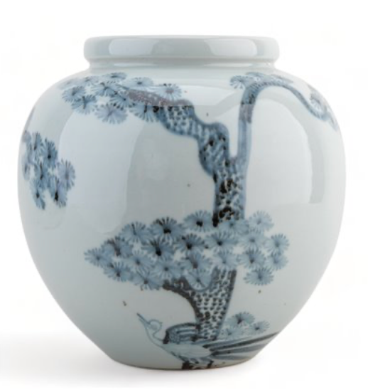 Aged Cobalt Blue Round Pot