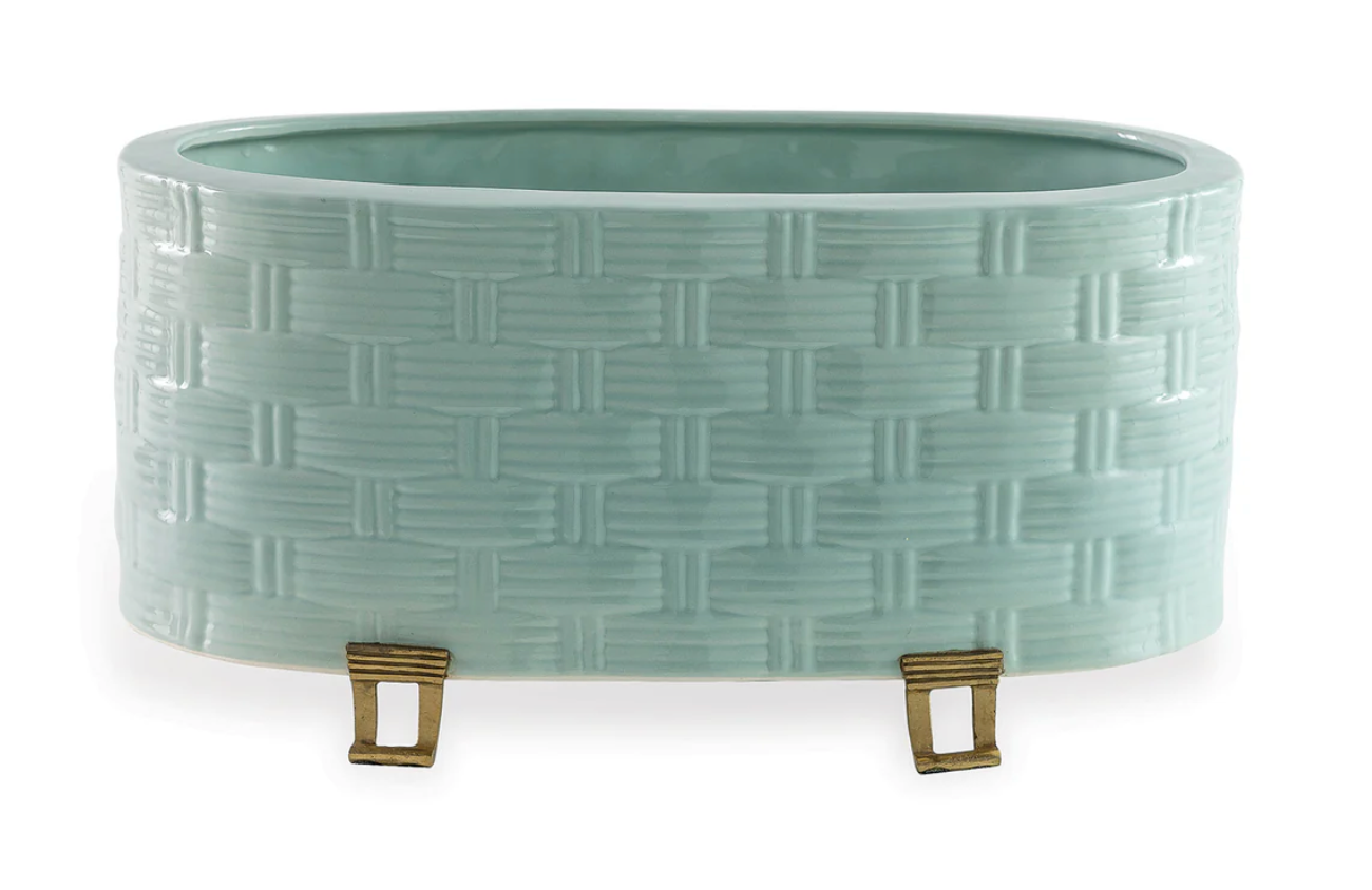 Sanibel Celadon Oval Planter