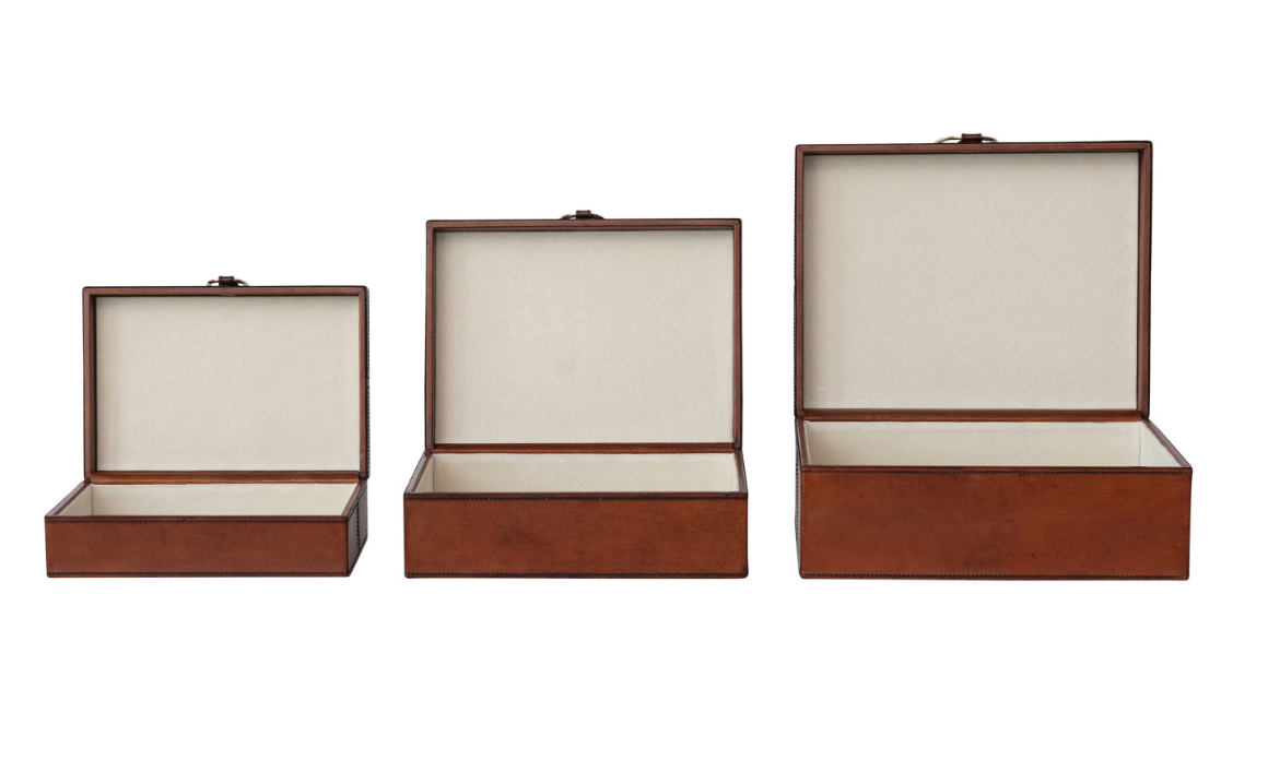 Nesting Box with Brass Closure & Flocked Interior