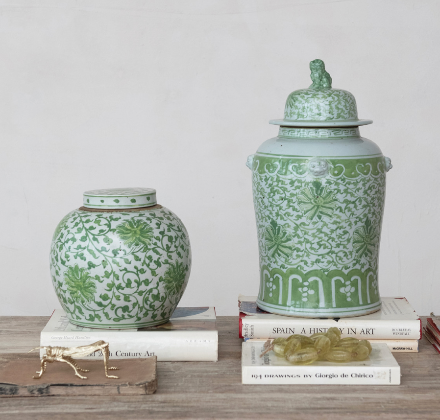 Decorative Hand-Painted Ginger Jar w/ Floral