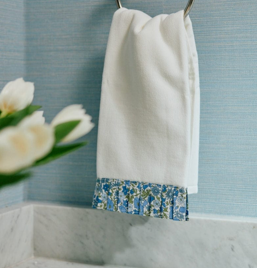 Powder Bath Towels pleated with Liberty London (pair)