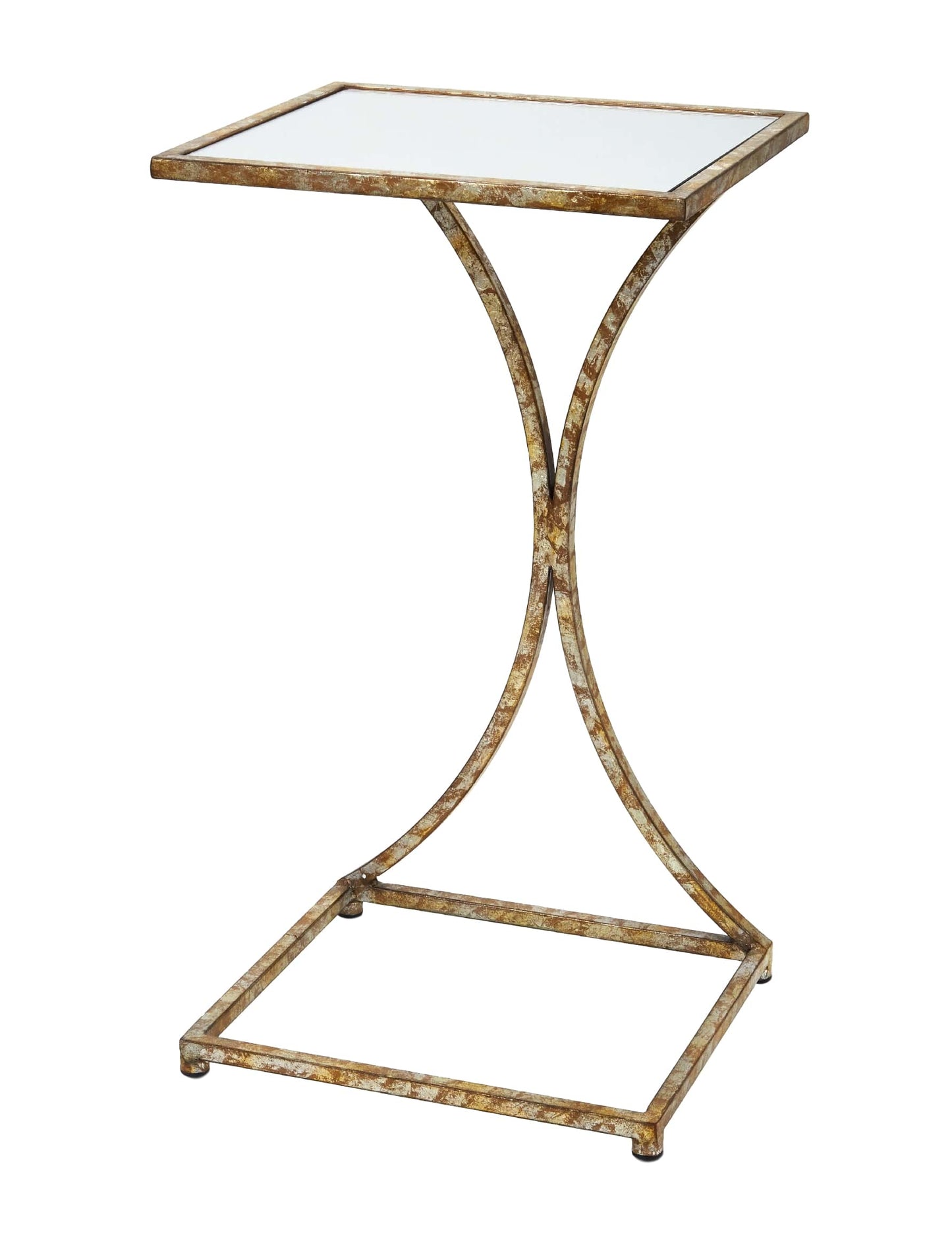 Kathryn Champagne Gold Tray Table with Mirrored Top