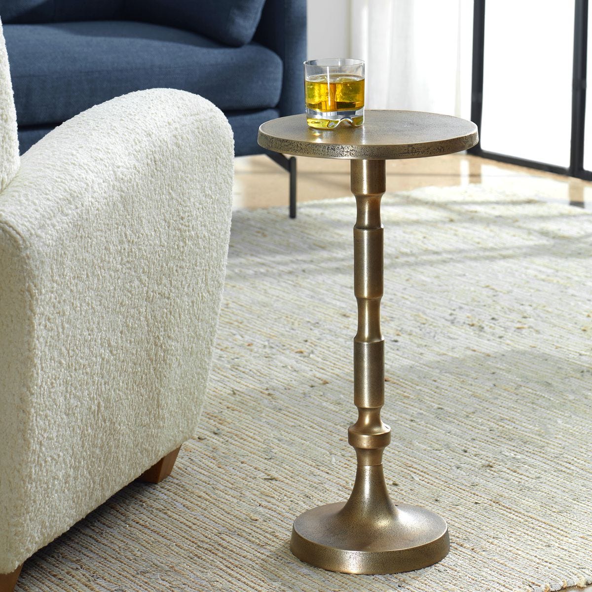 Textured Brass Drink Table