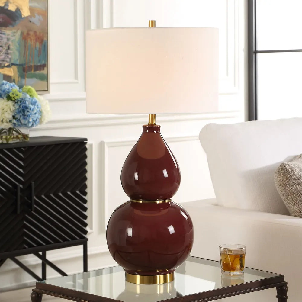 Gourd Table Lamp- Burgundy