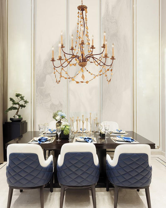 Mosaic 10 Light Antique Inspired Two-Tier Gold Chandelier