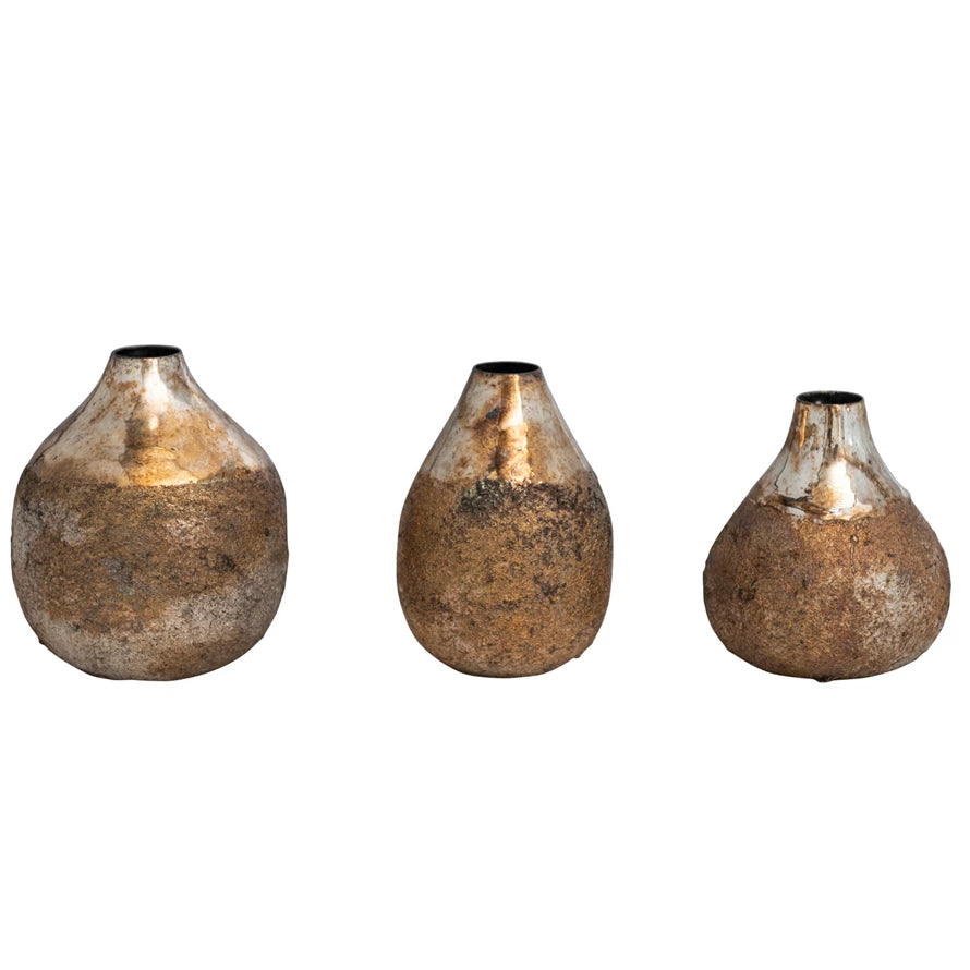 Metal Vases-Burnt Gold Finish