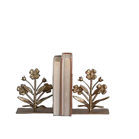 Gold Metal Flower Bookends