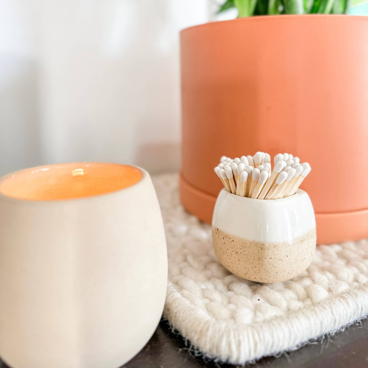 Ceramic Match Holders - With Matches - 5 Colors