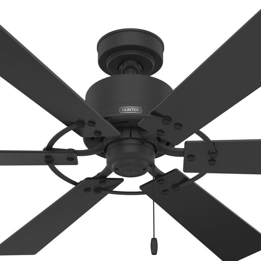 Hunter 52 inch Gilrock Matte Black Ceiling Fan and Pull Chain