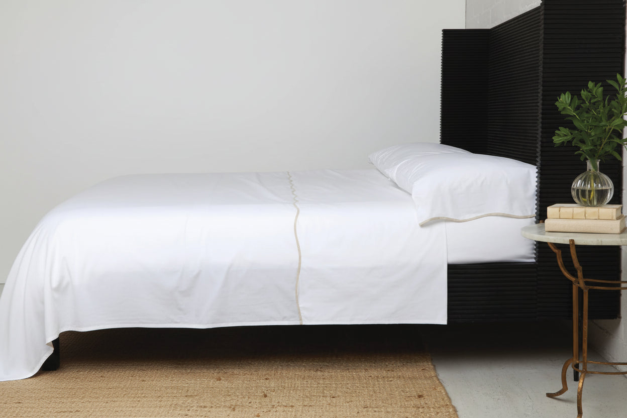 Skylar Sheet Set-White/Flax