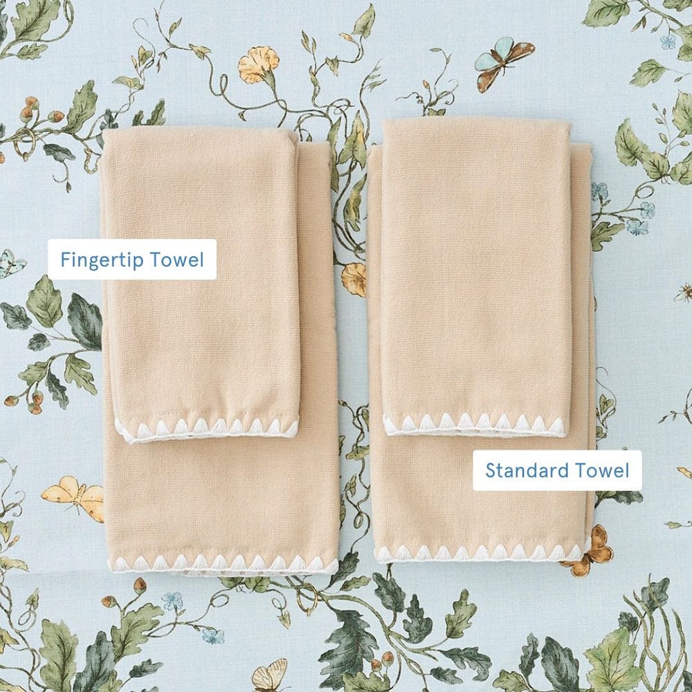Sand Fingertip Stitched Edge Powder Bath Towels (Pair)