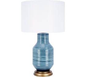 Rowan Aged Blue Ceramic Table Lamp with Gold Base