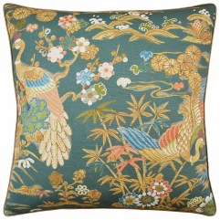 Sakura Print Green 22x22 Pillow