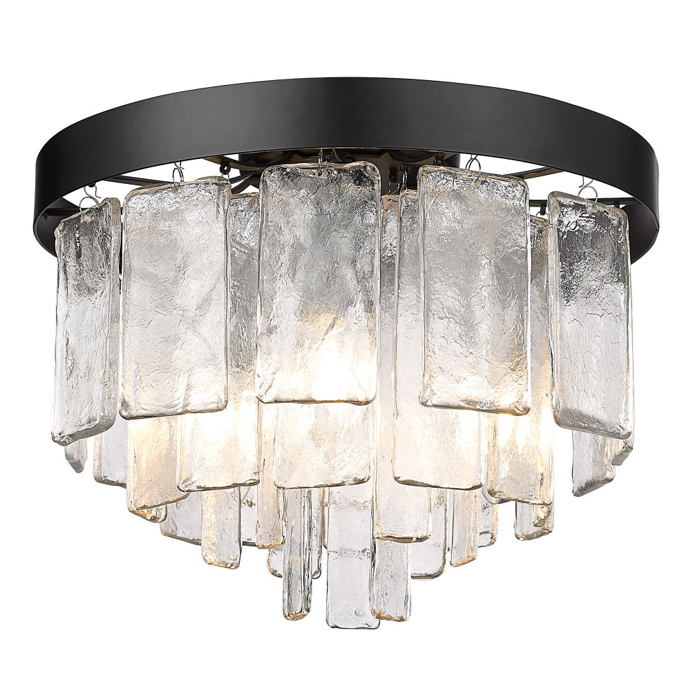 Golden Lighting Ciara 3-light Flush Mount in Matte Black