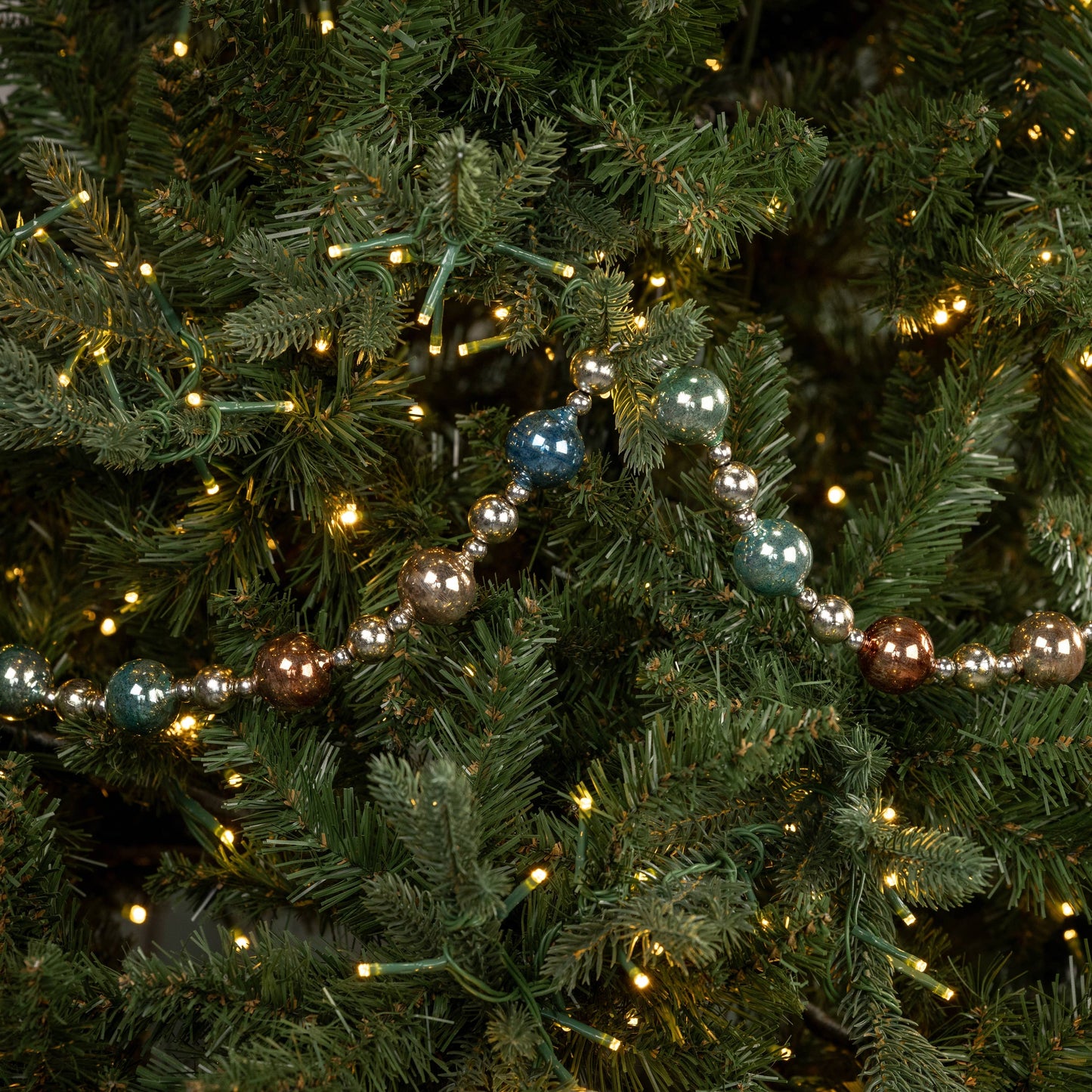 6' BLUE, BRONZE & SILVER BEADED GARLAND