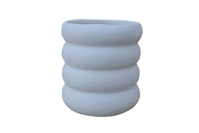 PAPER MACHE VASE NATURAL WHITE DIA 5.12”