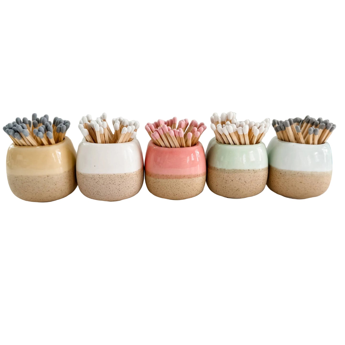 Ceramic Match Holders - With Matches - 5 Colors