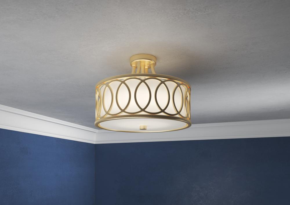 Libby Langdon Graham 15'' Antique Gold Semi Flush Mount