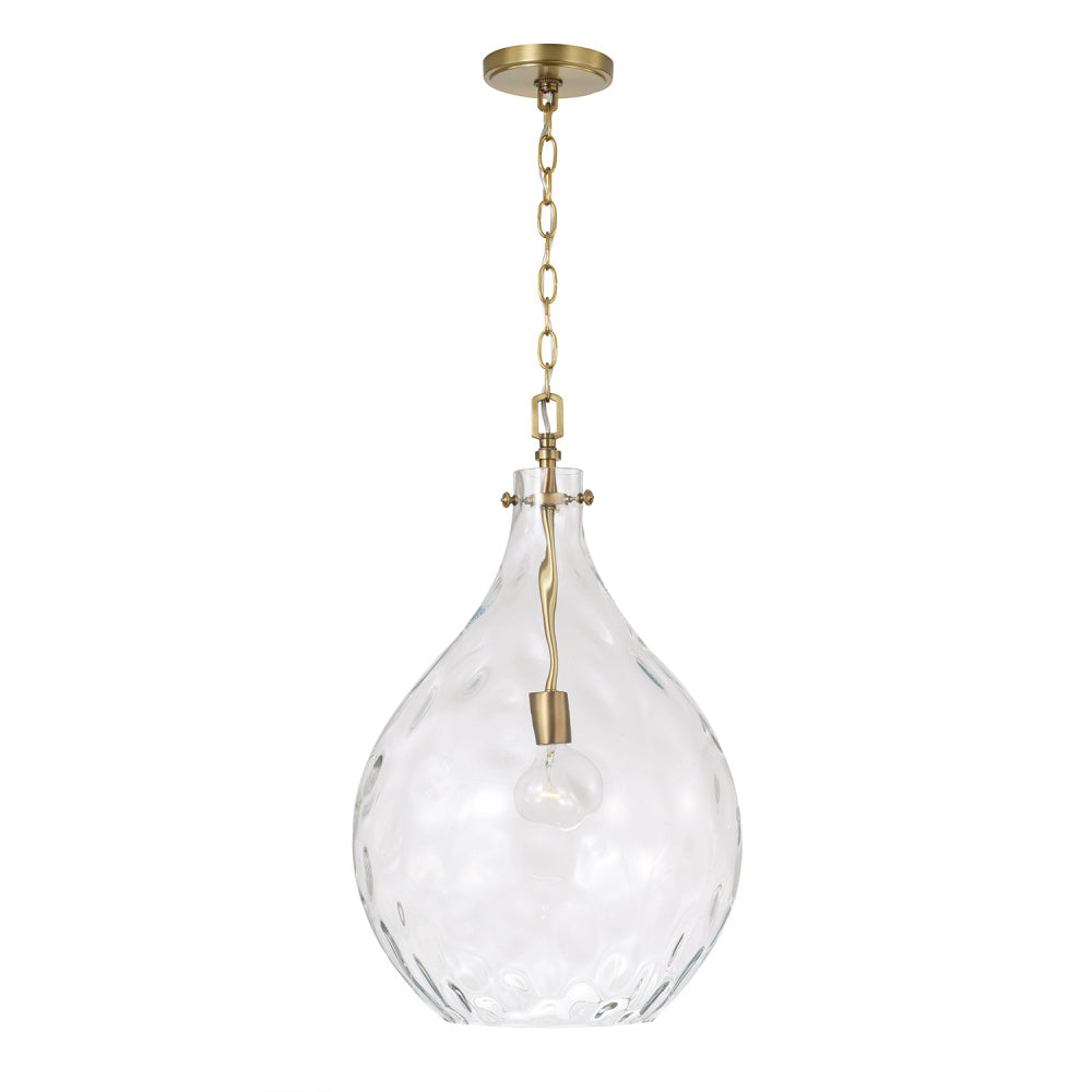1 LIGHT TEARDROP PENDANDT IN AGED BRASS
