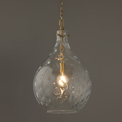 1 LIGHT TEARDROP PENDANDT IN AGED BRASS