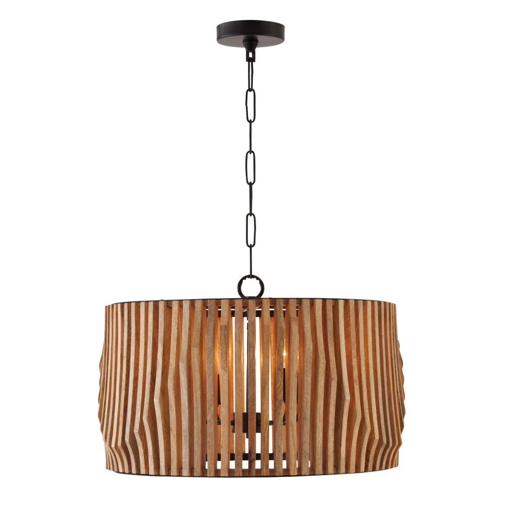 4 LIGHT WOODEN PENDANT