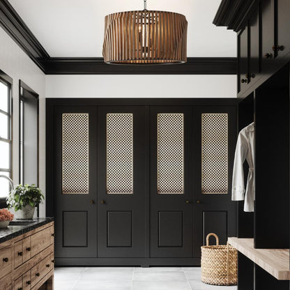 4 LIGHT WOODEN PENDANT