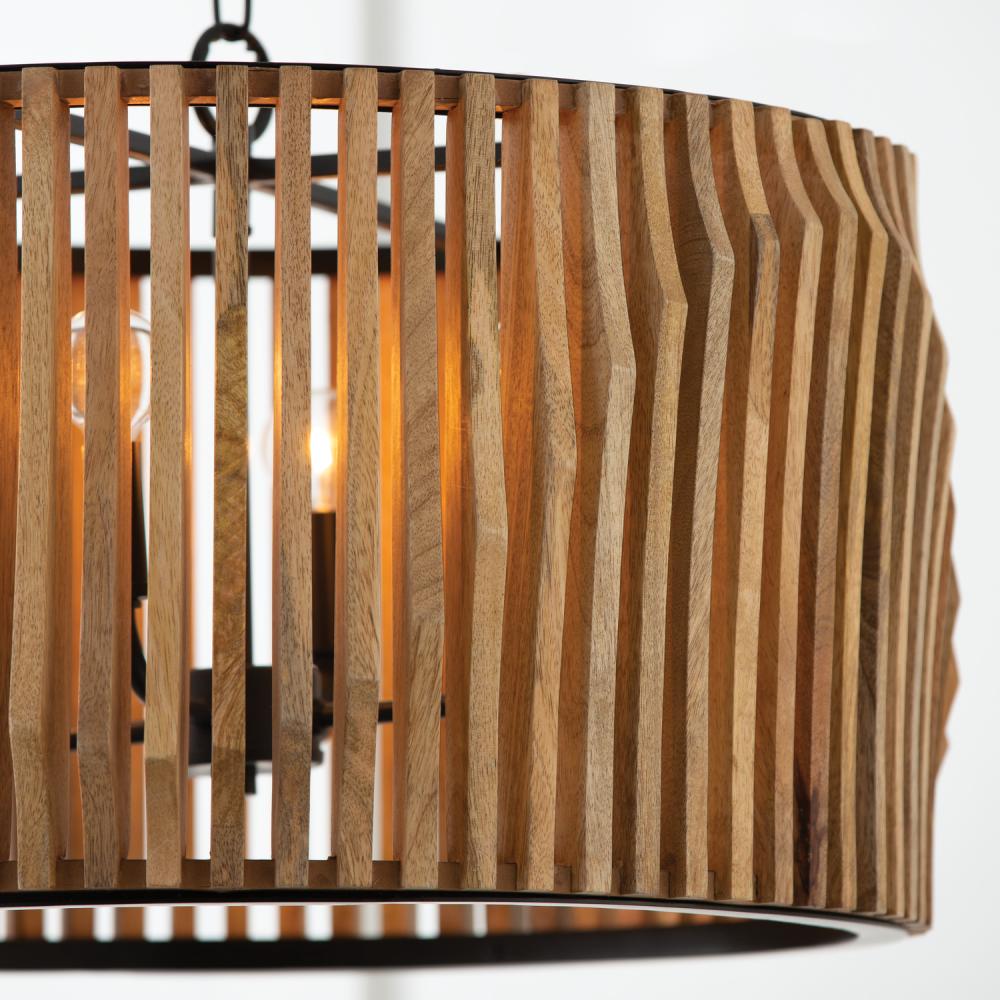 4 LIGHT WOODEN PENDANT