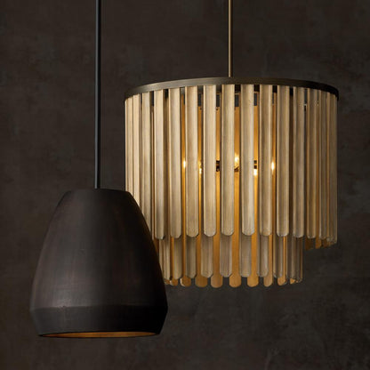5 LIGHT WOODEN PENDANT