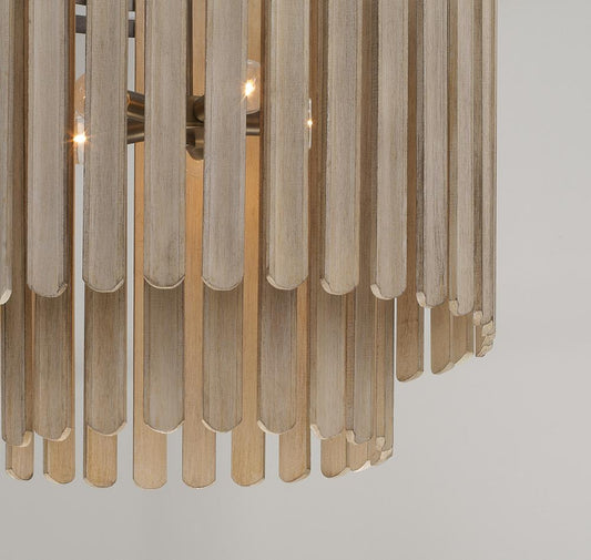 5 LIGHT WOODEN PENDANT