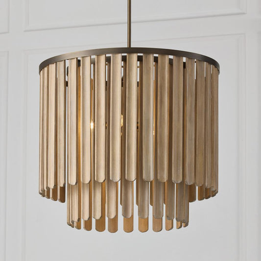 5 LIGHT WOODEN PENDANT