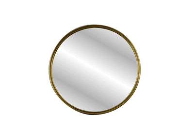 Large Round Cast Aluminum Mirror-34.7" Antique Brass