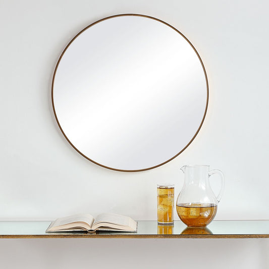 34" Gold Round Mirror