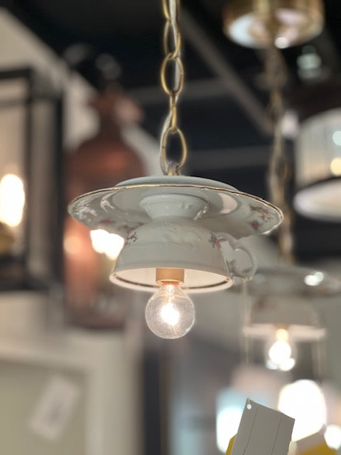 CHARMING CUSTOM TEA CUP WITH SAUCER PENDANT