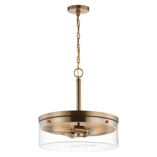 3 Light Pendant in Burnished Brass with Clear Glass
