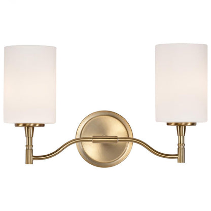 Liam; 2 Light Vanity; Burnished Brass; White Opal Glass