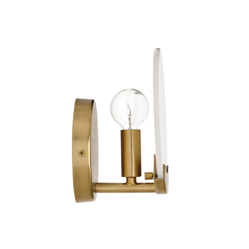 1 Light ALABASTER AND BRASS SCONCE