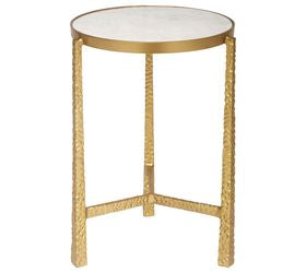 Silas Cast Aluminum Accent Table with White Marble Top